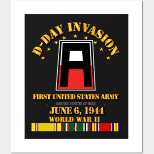 First United States Army - D Day w Svc Ribbons Posters and Art